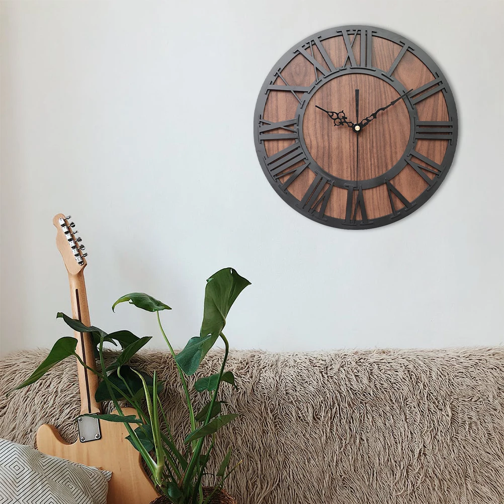

Roman Numeral Wall Clock Silent Accurate Timekeeping Bedroom Living Room Decor Creative Hanging Clock Retro Style