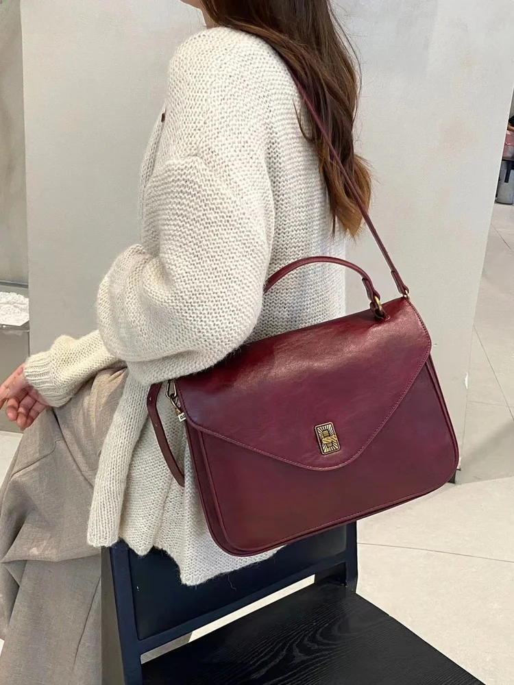 

Vintage Leather Crossbody Bag Women's Handbag Faionable oulder Bag Commuter Soft Leather Bag New 2025 Ele Tote Bag