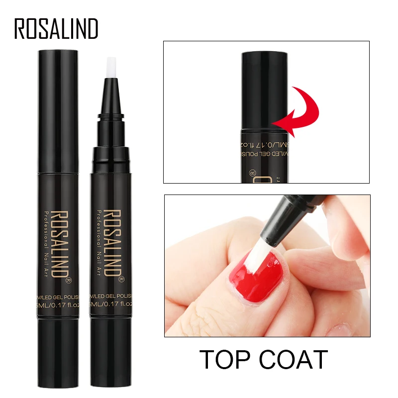 Rosalind ปากกาทาเล็บ5มล. เจลแลคเกอร์สีบริสุทธิ์น้ำยาเคลือบเงากึ่งน้ำยาทาเล็บไฮบริดแบบผสมผสานยาเคลือบเล็บ