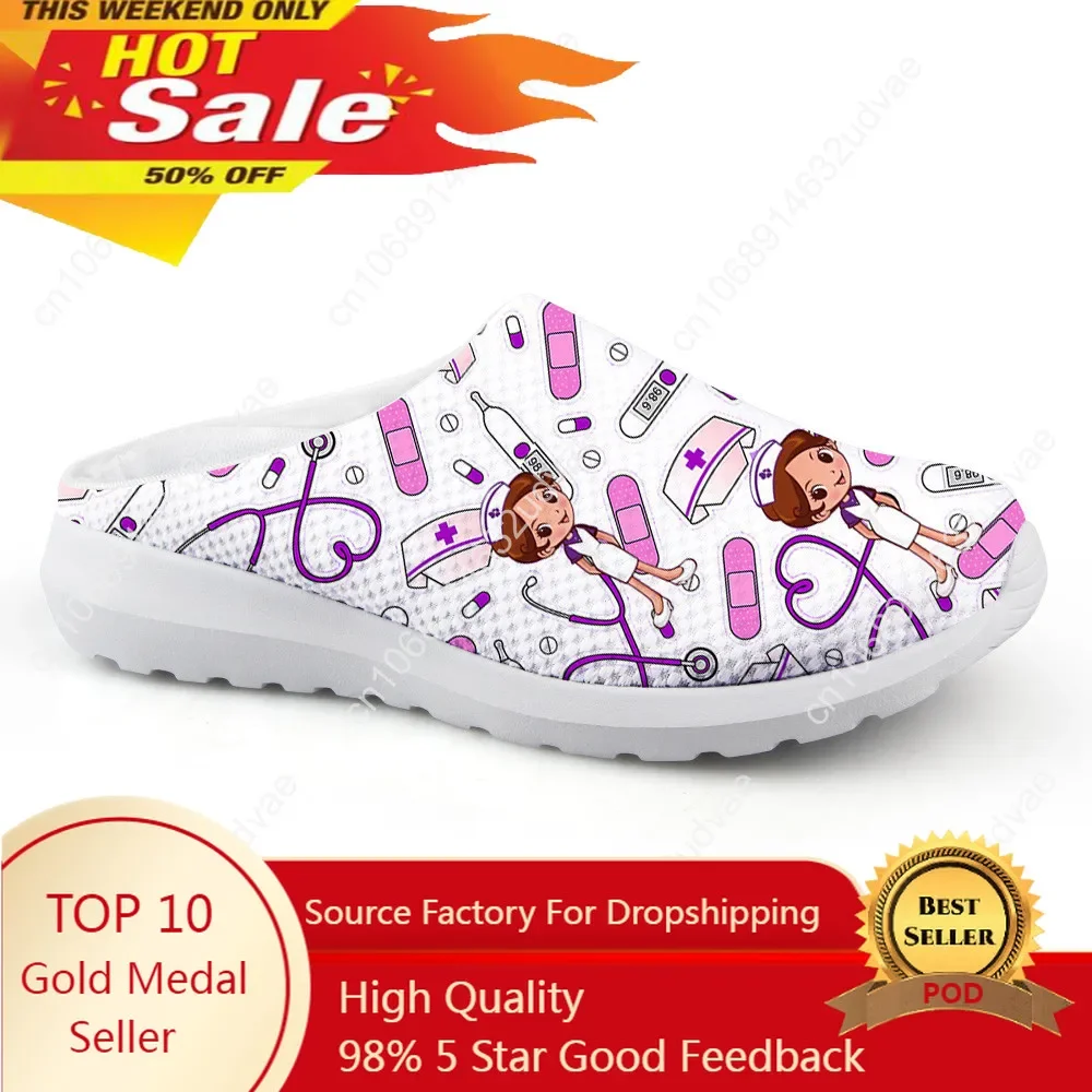 

2025 Brand Design Gradient Womens Sandal Summer Comfortable Flats Nursing Shoes Medical Print Ladies Home Slippers