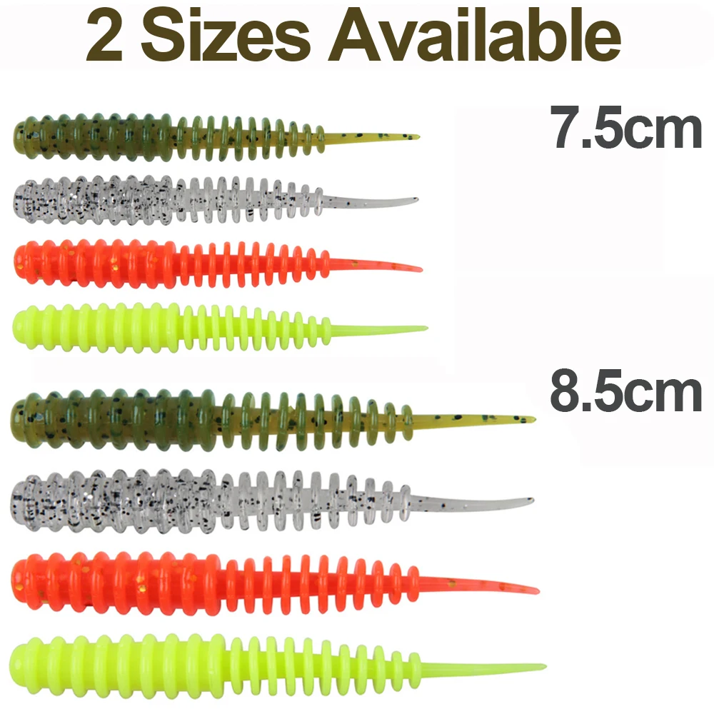 20Pcs Soft Worms Lures Crappie jig Ned Rig Baits Jig head lure Mix colors Soft Plastic lure for Bass Trout Pike  Fishing Baits