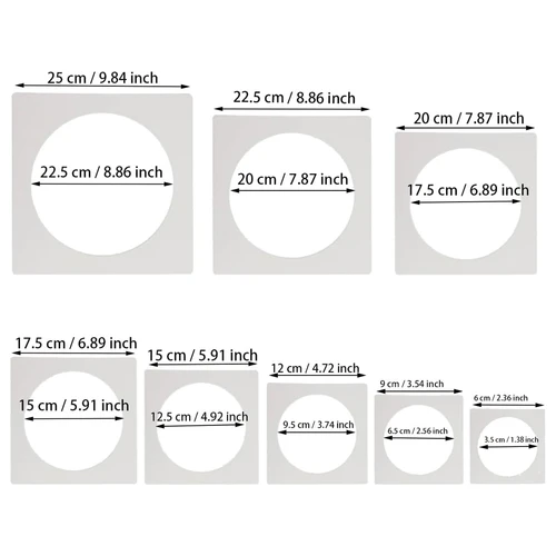 Imagen 2 del producto Plantilla circular grande de 8 piezas, plantilla redonda, plantilla de punta de plástico de diferentes tamaños, plantilla circular reutilizable para dibujar y pintar o
