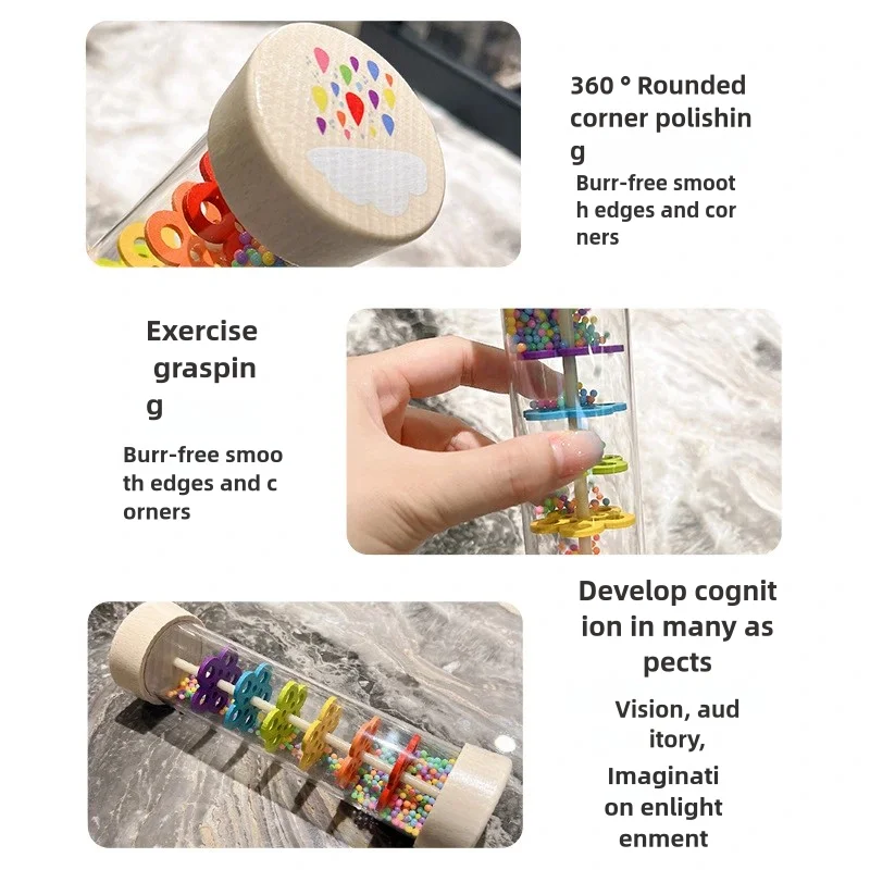 Wooden Rain Sound Pipe Simulation Rain Sound Wooden Toy Gift Hourglass Fun Music Shaker Baby Early Education Enlightenment Toys