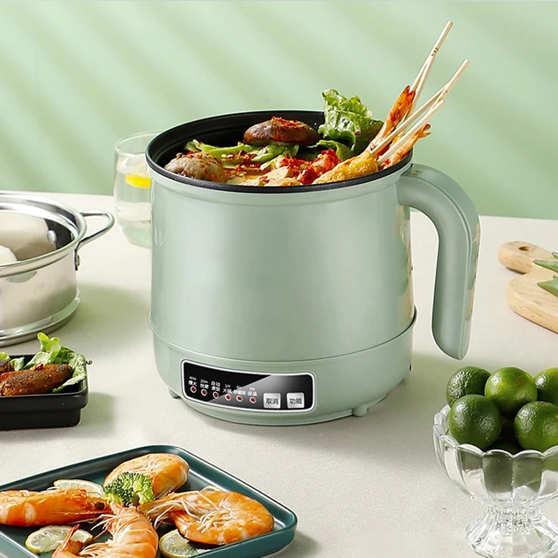 Máquina de Cocina eléctrica multifunción de 1.7L, olla caliente de una o dos capas, Mini olla eléctrica inteligente para arroz, sartén antiadherente