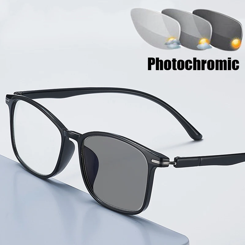 

Intelligent Photochromic Sunglasses for Presbyopia Vintage TR90 Computer Far-sight Eyeglasses Finished Color Changing Eyewear