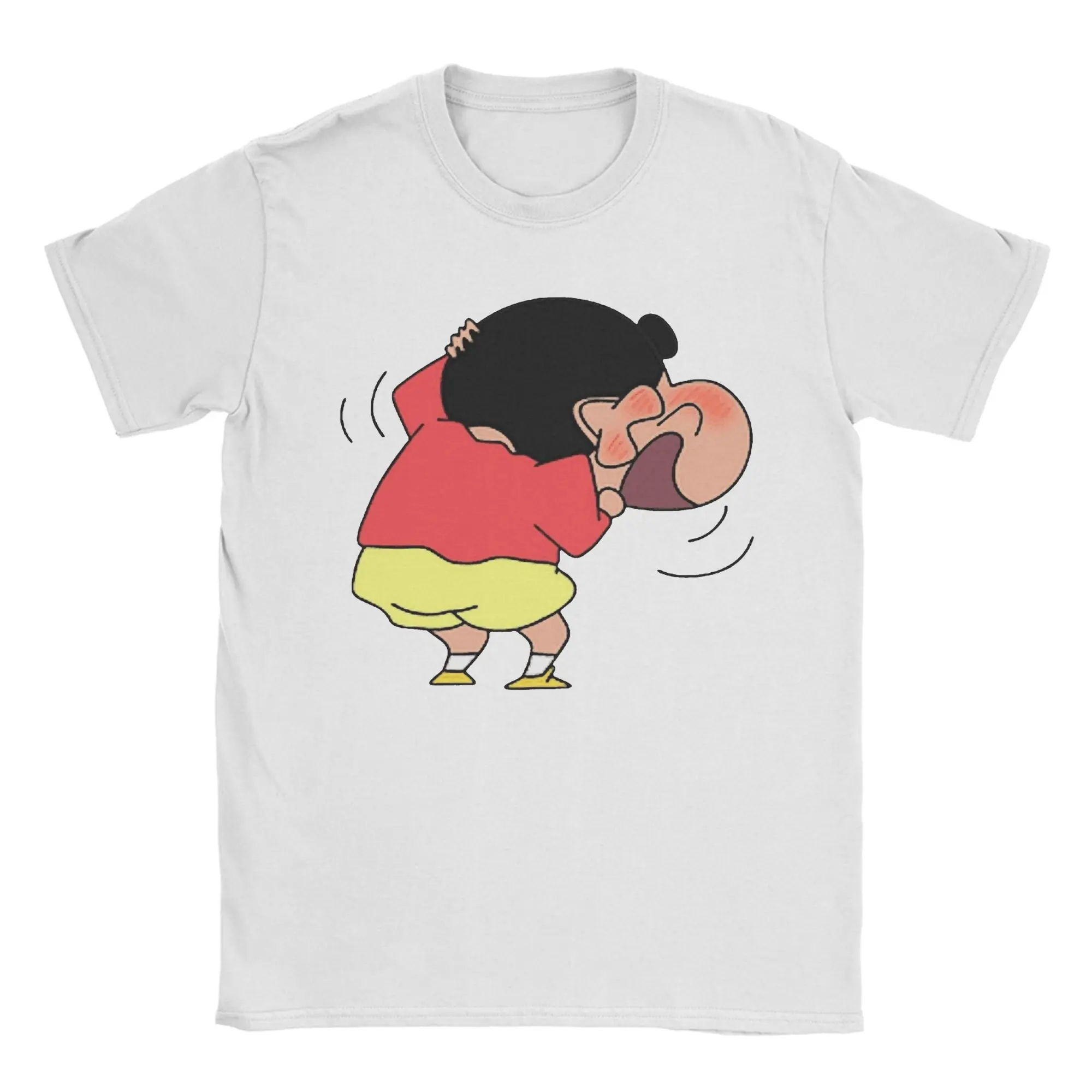 Kawaii Crayon Shin-chan Blushing  Tshirts Men Round Neck Short Sleeve Top Tee  Cotton Summer Clothing
