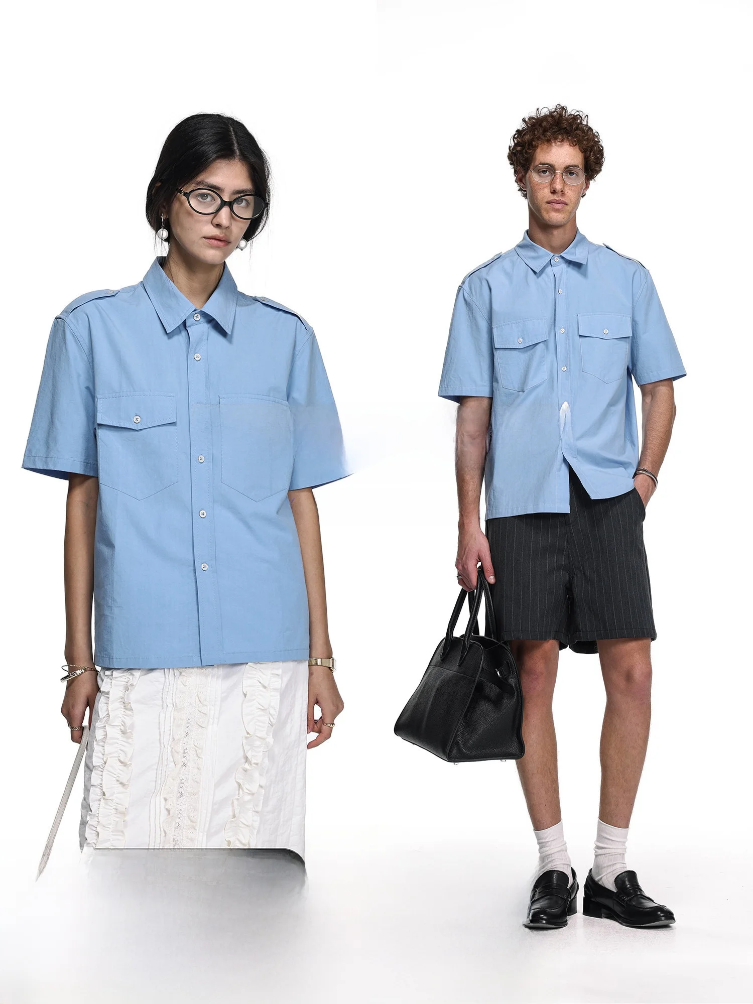 

UnvesnoUNmiu Commuter Faion ort Sve irt Mixed Lenzing Cotton Workwear Sle Loose Fit Urban Youth Spring irt