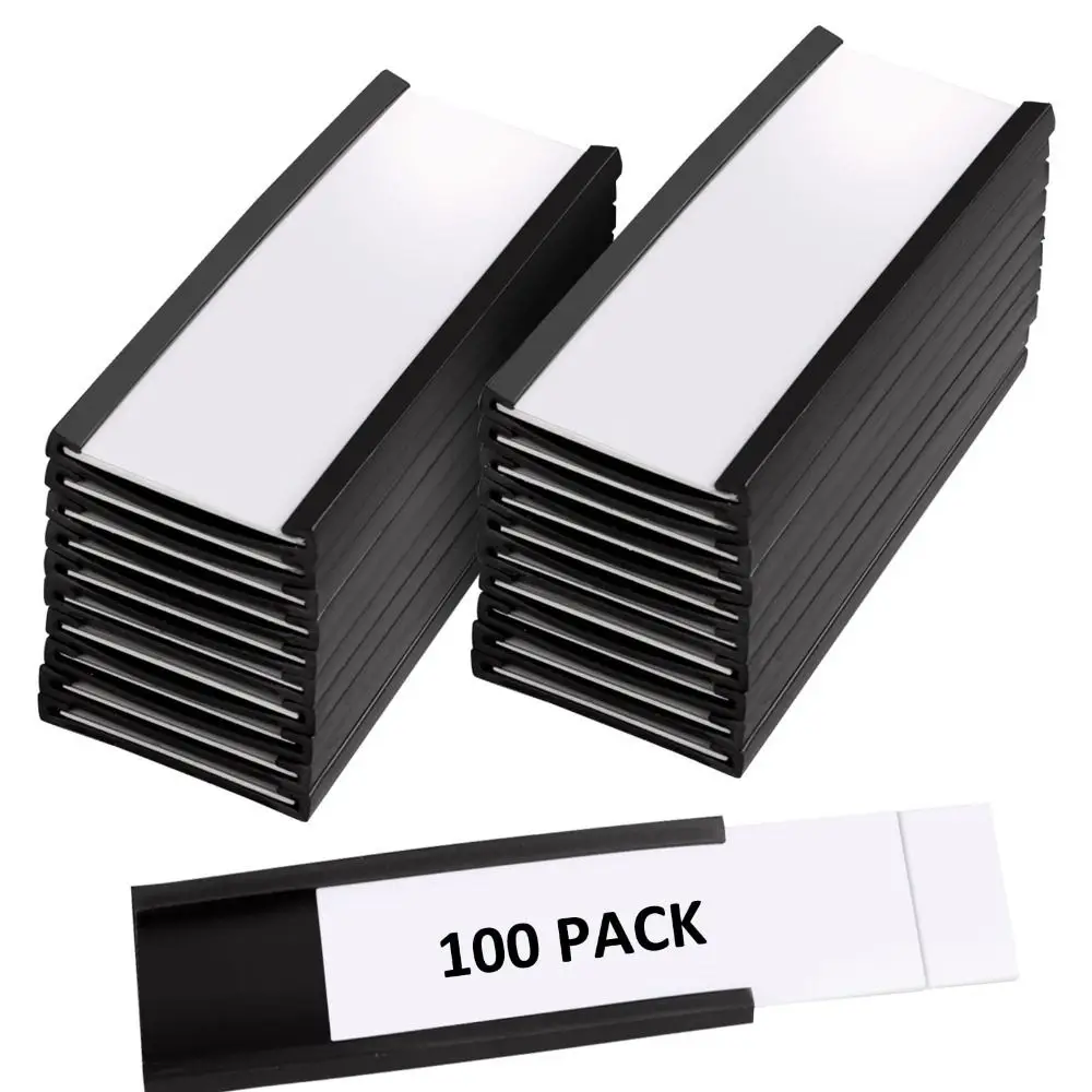 White Paper Cards Magnetic Label Holder Strong Magnet Protective Film Shelf Label Holder Mess Free Adjustable