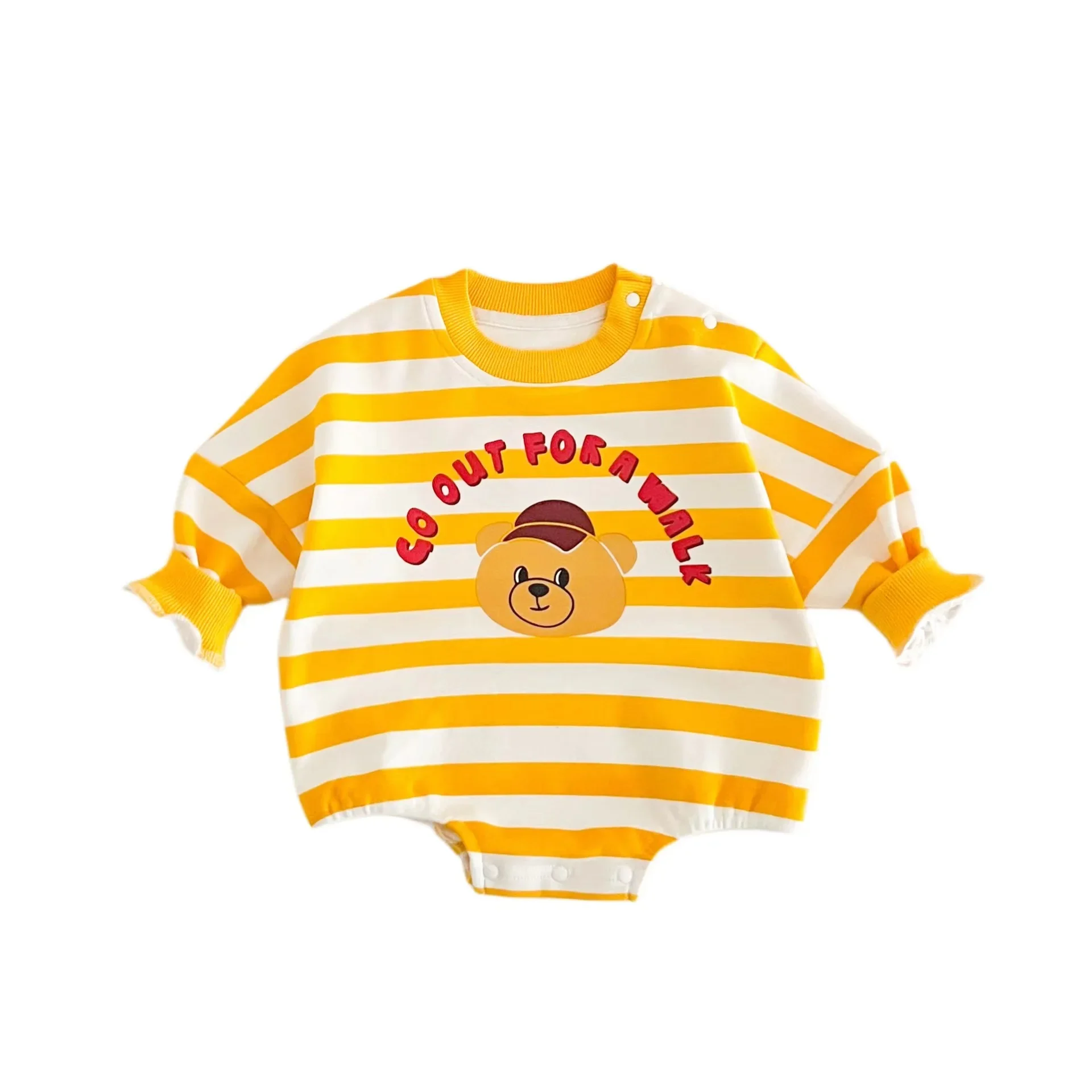 Big Yellow Assembly! Disney Winnie Fashion 2024 New Baby Clothing Crawl Suit Cartoon Yellow Bear Cotton Outing Clothes Rompers