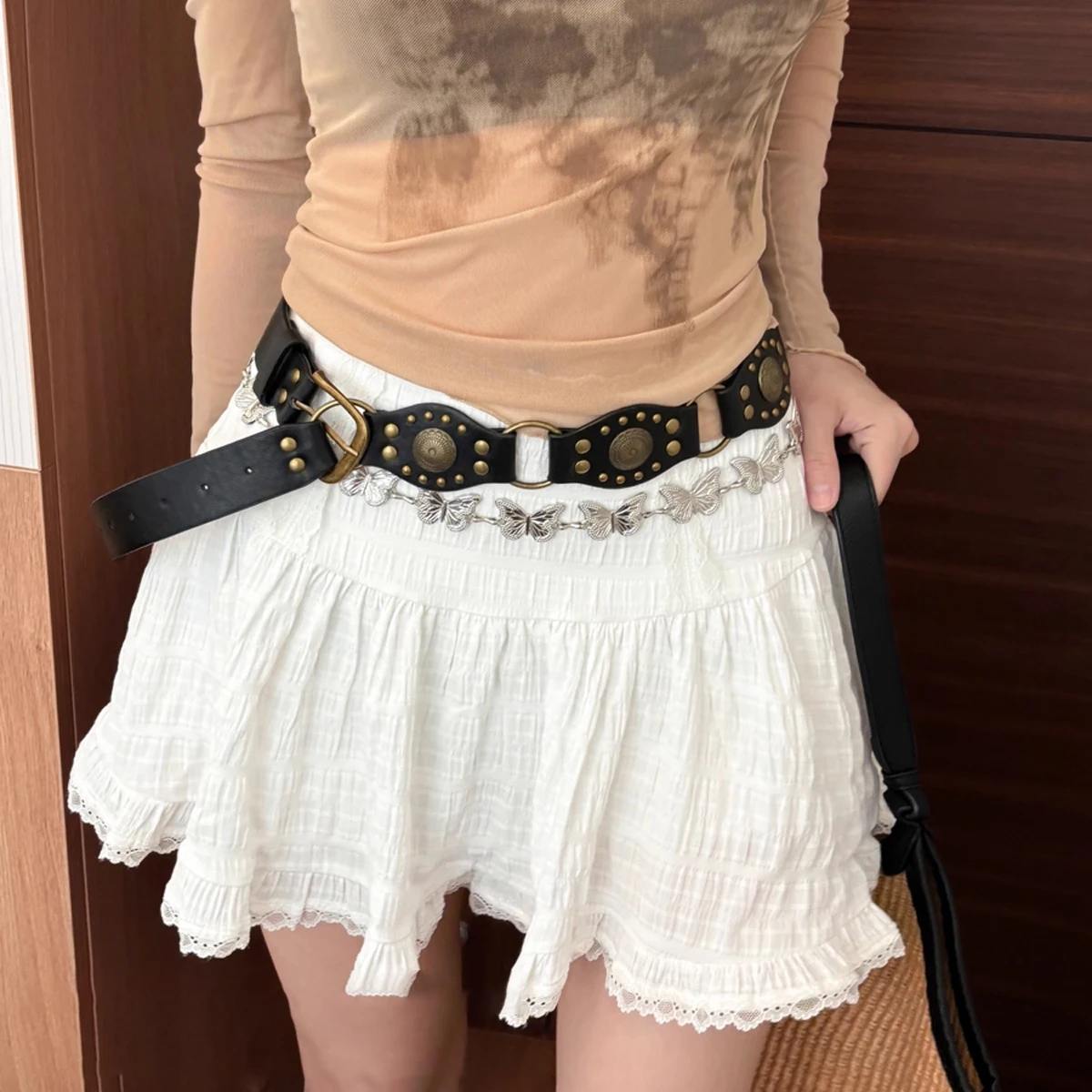 حزام رعاة البقر الغربي للنساء جديد أمريكي حجم كبير حزام برشام بني عتيق عالي الجودة حزام جينز متعدد الاستخدامات مع نمط Ins #2