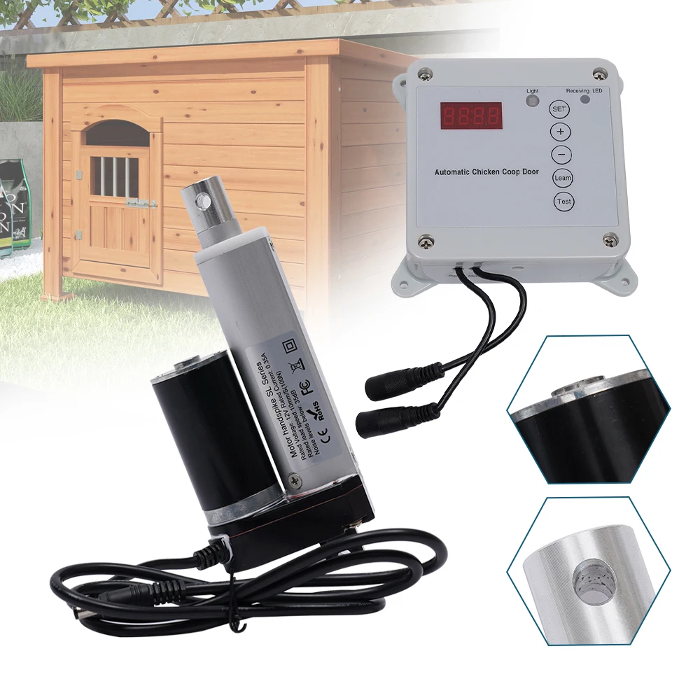 

Door Opener Aluminum Alloy 110V-220V 12VDC For Chicken Automatic Coop Door Opener Kit