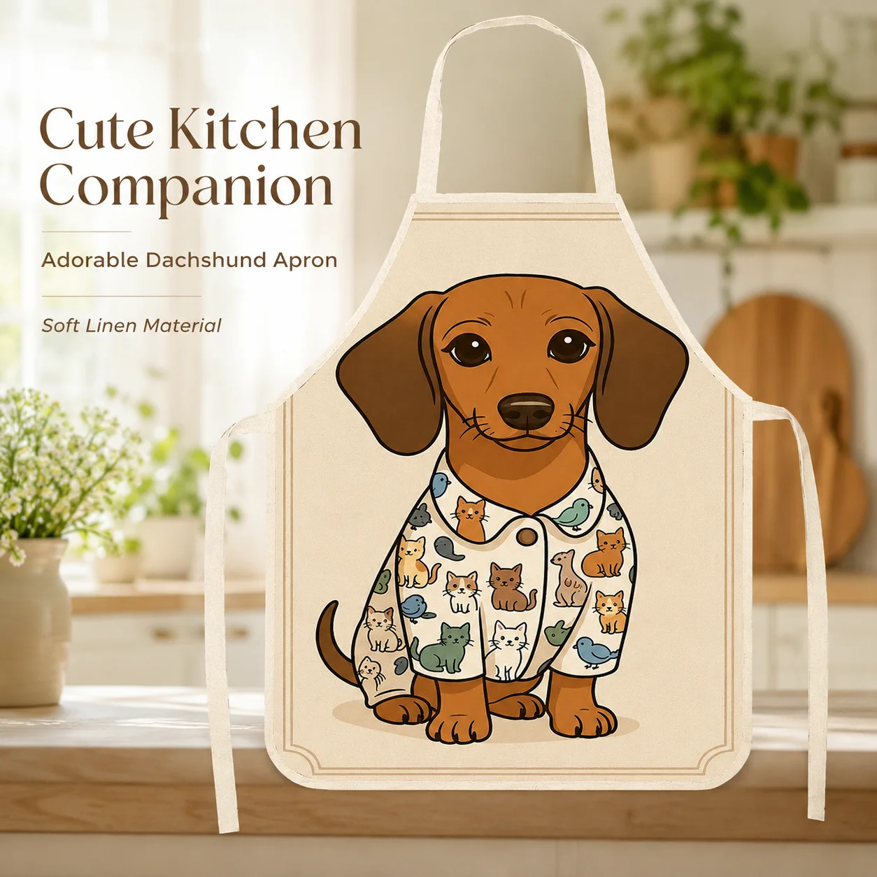 Home Cooking For Dogs - Divertente Grembiule in Lino Senza Maniche