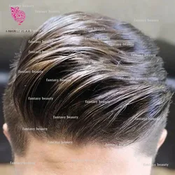 Natural hairline Natural Men's toupee hair Black 30mm thin skin full PU Men's capillary prosthesis replacement system injection