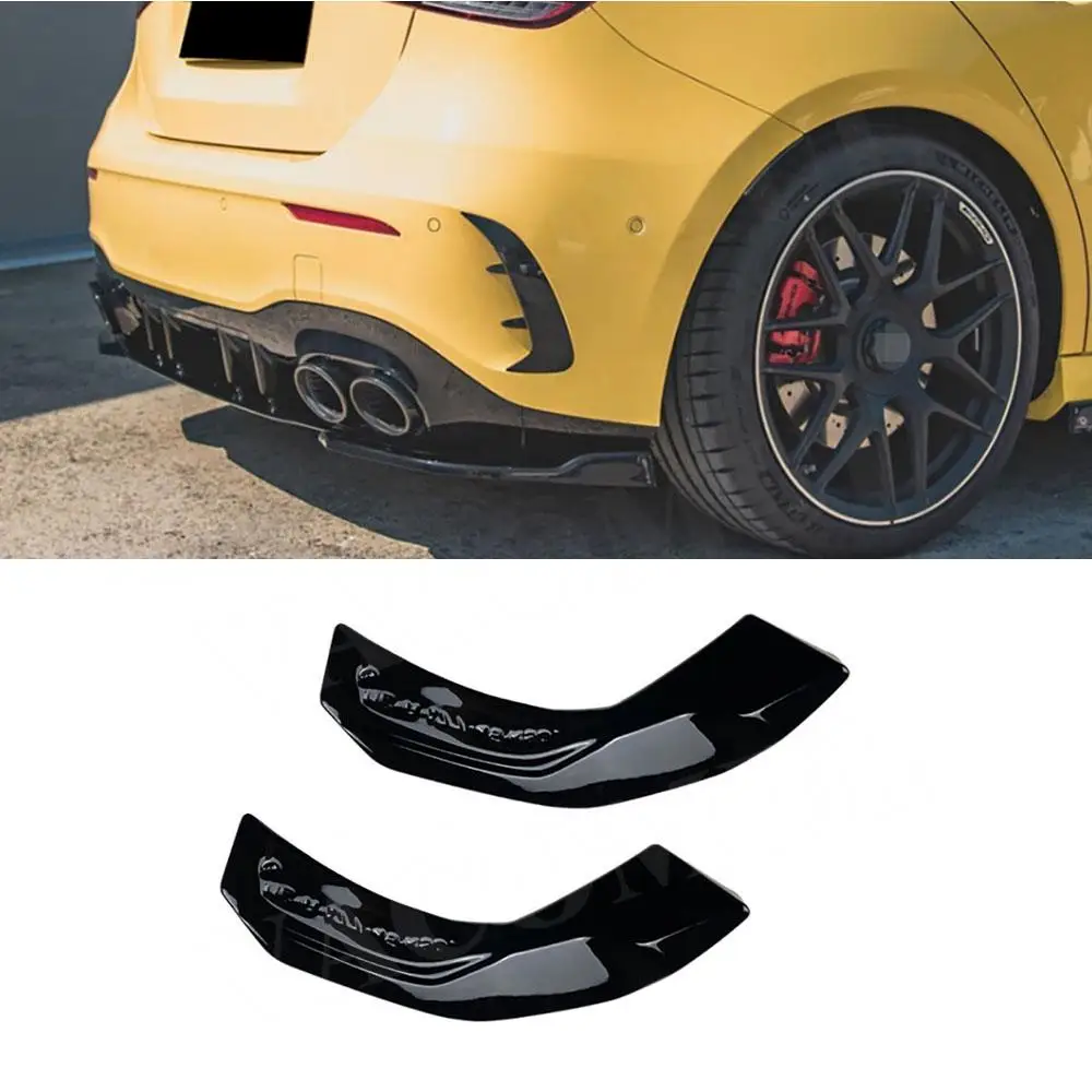 

For Mercedes Benz A Class W177 V177 A35 A45 AMG Sedan 2019-2023 ABS Gloss Black Car Rear Bumper Lip Side Splitters Accessories