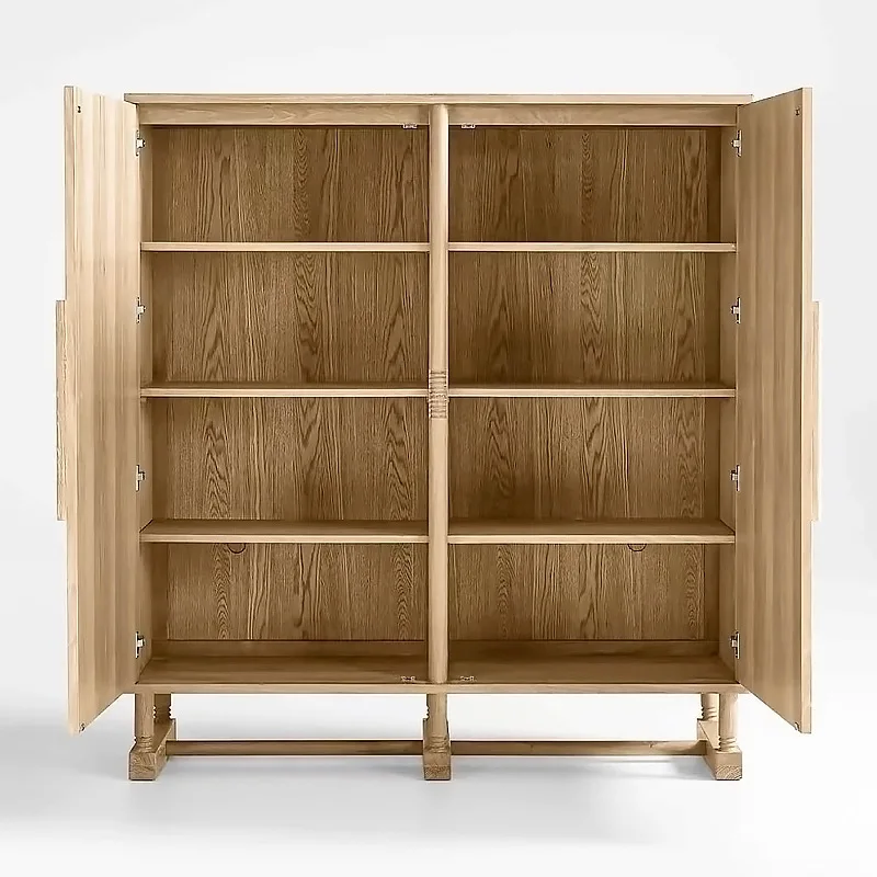 Retro wabi silent wind solid wood dining side  locker American neoclassical living room high decorative  entrance shoe cabinet
