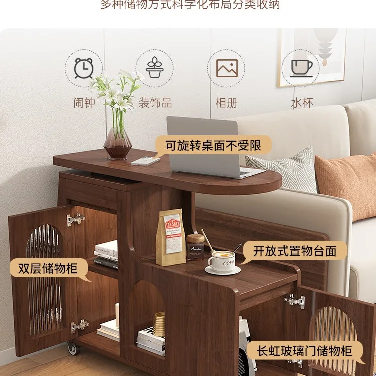 Factory Direct 2026 Top Rated retro style removable rotating side table sofa coffee table bedside side cabinet living room shelf