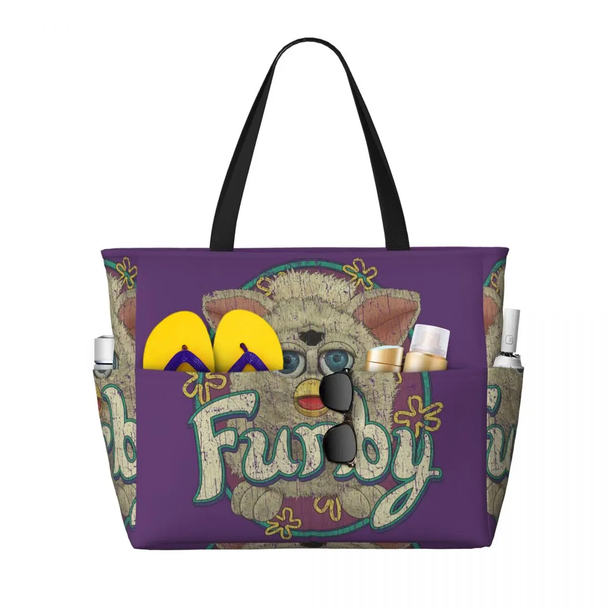 

Snowball Furby 1998 Beach Tote Bag Sport Gym Yoga Duffle Large Tote Bag Women Travel Bag Fitness bag