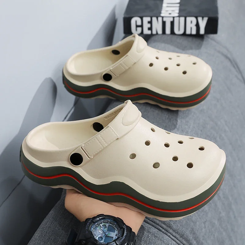 

Men's and Women's 2025 Summer New Baotou Couple Sandals Thick-Soled Beach Shoes