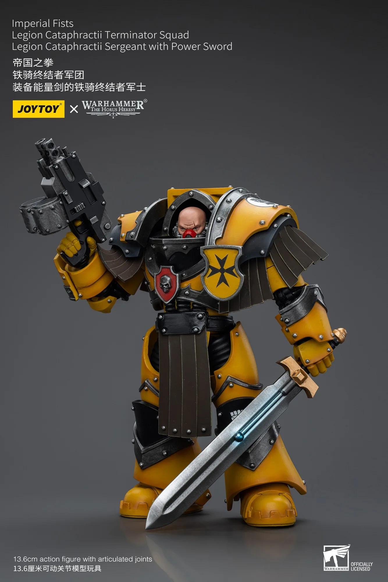 Joytoy warhammer 1/18 figuras de ação punhos imperiais legião cataphractii sargento com espada de energia estatueta modelo brinquedo menino presentes