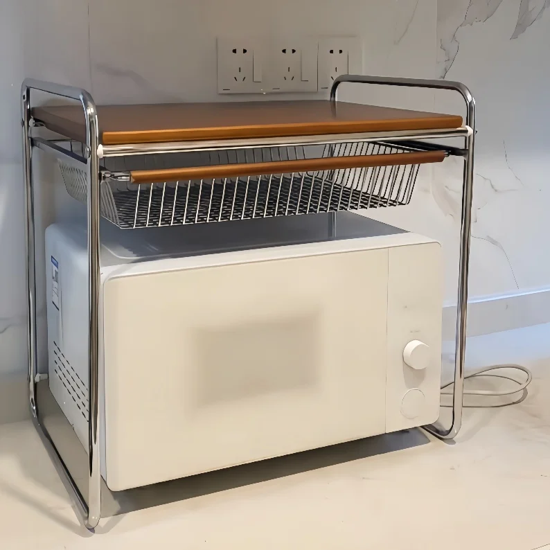 2025 new medieval microwave oven rack rice cooker integrated household oven kitchen storage rack multi-function
