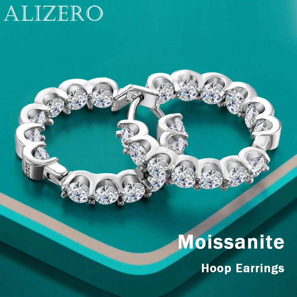 

ALIZERO 2.6ct D VVS1 Moissanite Hoop Earrings s925 Sterling Sliver Passed Diamond Test Earring for Women Fine Jewelry Gifts