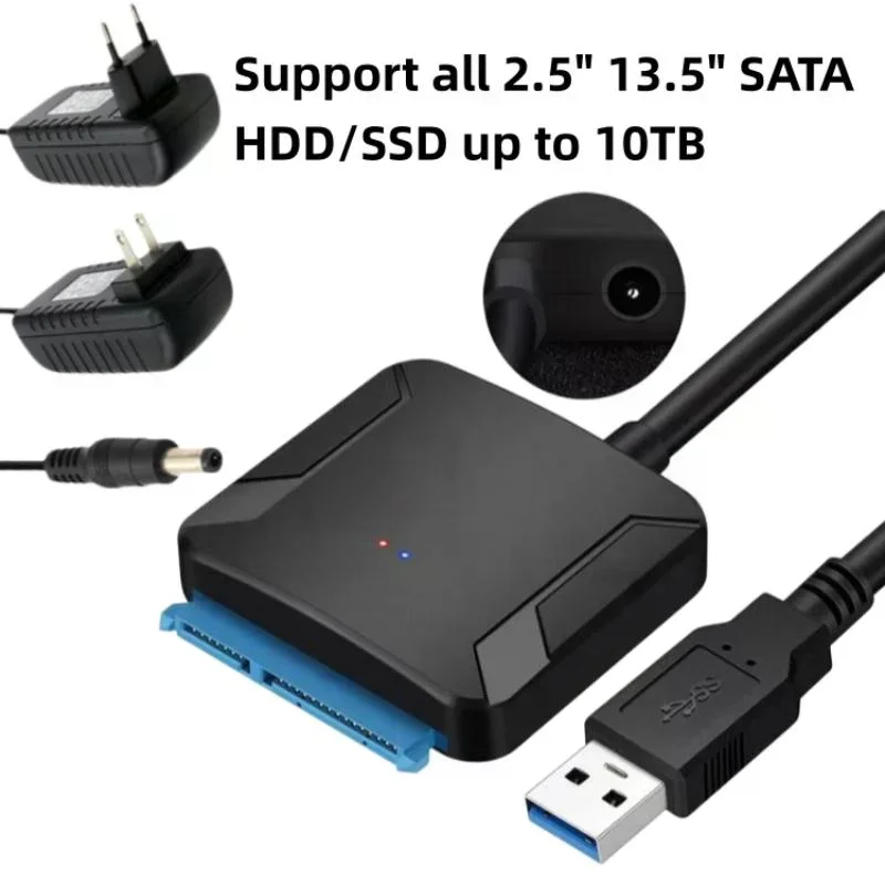 1 Set 3.5/2.5 Inch SSD HDD Hard Drive Disk Converter SATA To USB 3.0 Adapter Cable Support UASP 12V US EU
