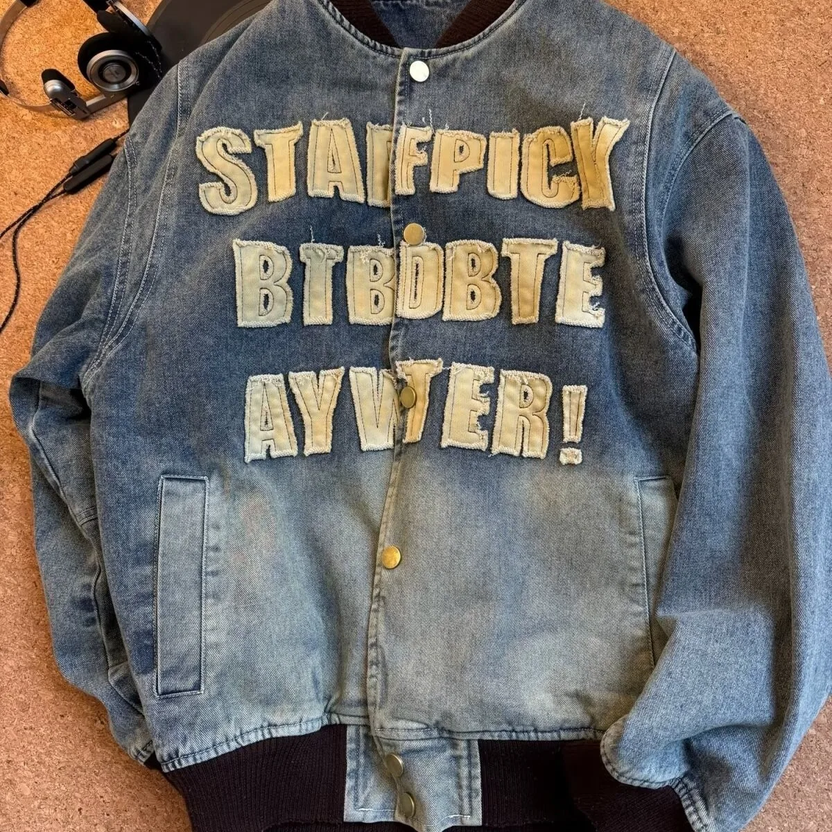 

Loose Fit Oversized American Sle Embroidered Denim Jaet Baseball Vest for Men Autumn Winter Casual Outerwear Coat