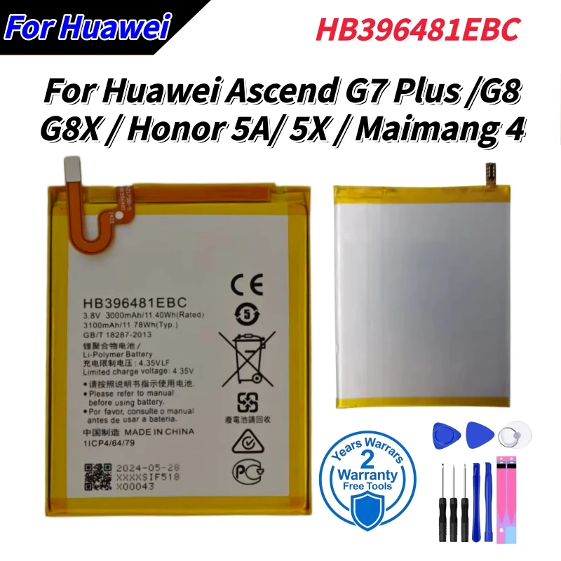 100% new high quality Lithium batteryHB396481EBC For Huawei Ascend G7 Plus / G8 / G8X / Honor 5A / 5X / Maimang 43000mAh+tools