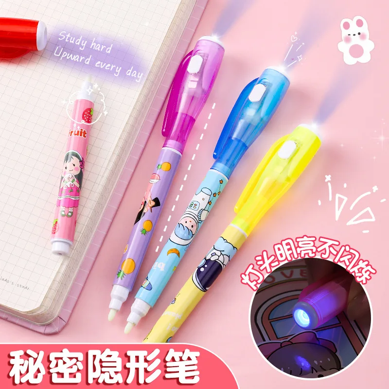 Luminous Light Pen Magic Invisible Highlighter Pen With Uv Light Painting Markers Invisible Ink Fluorescence Learning Child Toy