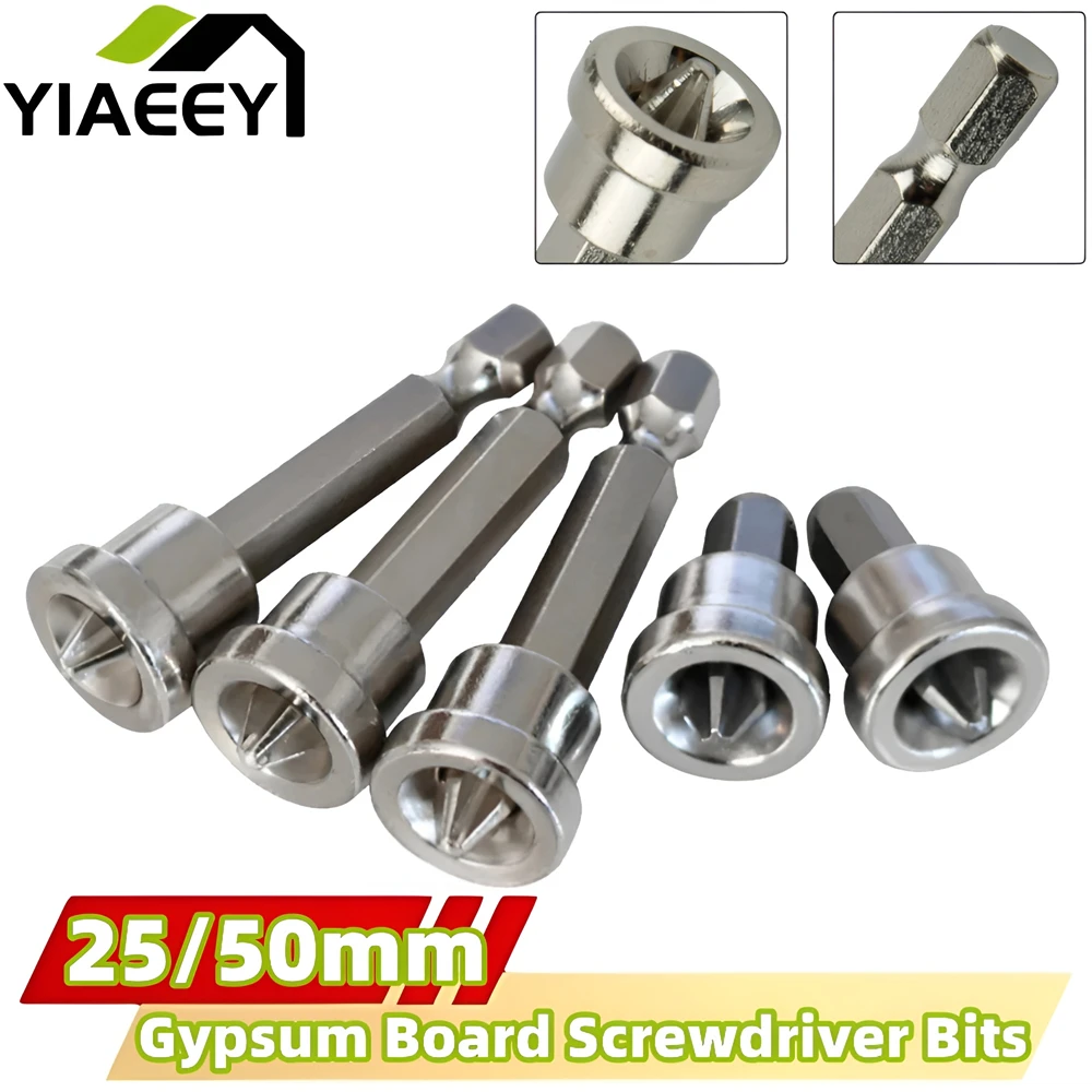 Magnetic Positioning Drywall Screwdriver Tip Bits 25/50mm Gypsum Board Plasterboard Screws Locating Batch Head Drilling