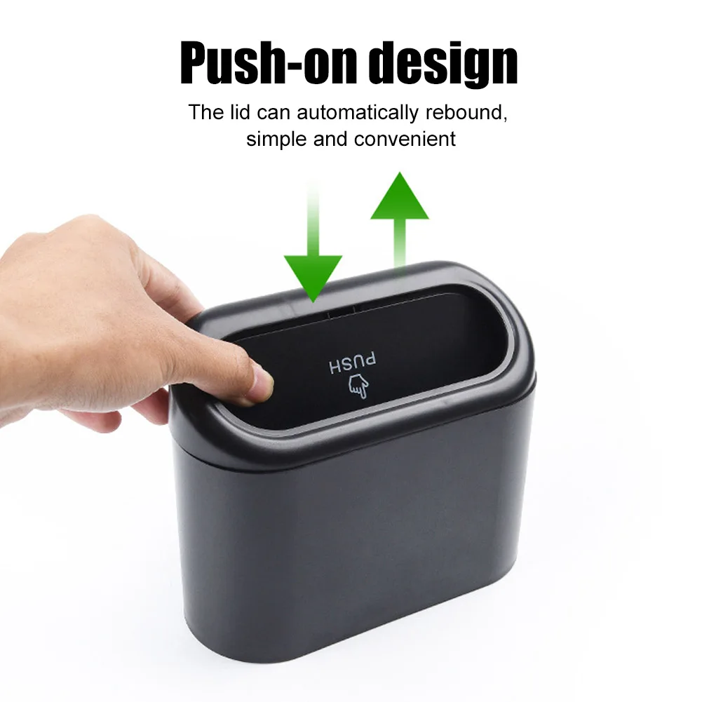 2 Cestini Portarifiuti Per Auto Con Coperchio A Molla + 60 Sacchetti Inclusi – Mini Organizer In ABS 15,7x14,5x4,8 Cm – Nero/oro/argento/rosa - 3