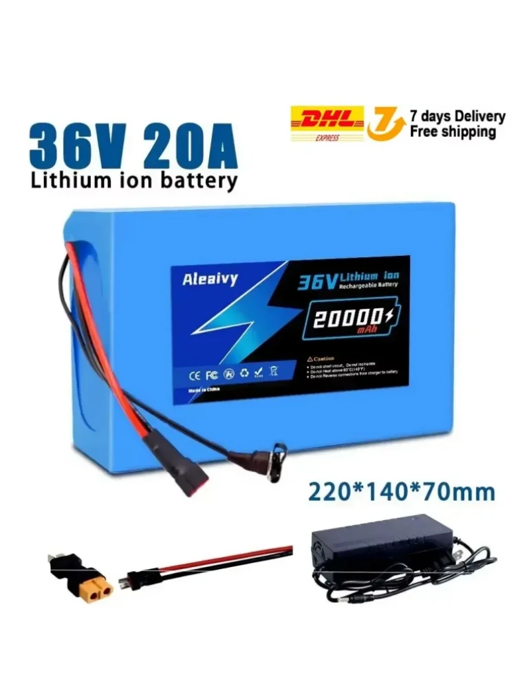 Aleaivy 36 V 42 V 10S7P 20 Ah 14 Ah 10 Ah 18650 Hochleistungsleistung für 250 W ~ 1800 W Lithium-Akku Fahrrad/Roller mit 30 A BMS