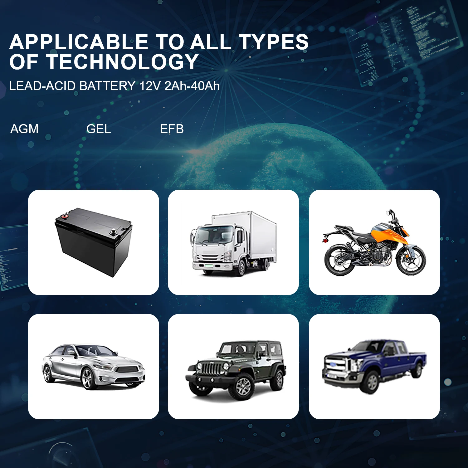 Интеллектуальное автомобильное зарядное устройство для мотоцикла, 12 В, 2 А для автомобиля/фургона/квадроцикла/лодки с ЖК-дисплеем, автоматическое свинцово-кислотное гелевое зарядное устройство AGM