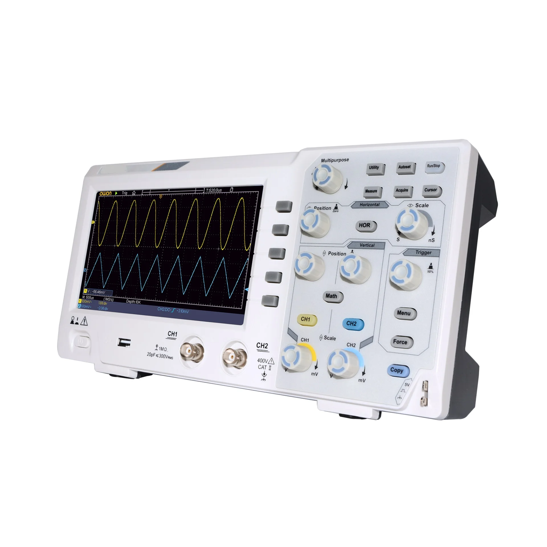 Good TECPEL OSD-1102 100MHz Bandwidth 2-Channel Desktop Digital Oscilloscope 1 GS/s Sampling Rate 400V Max Input Voltage 8-Bit