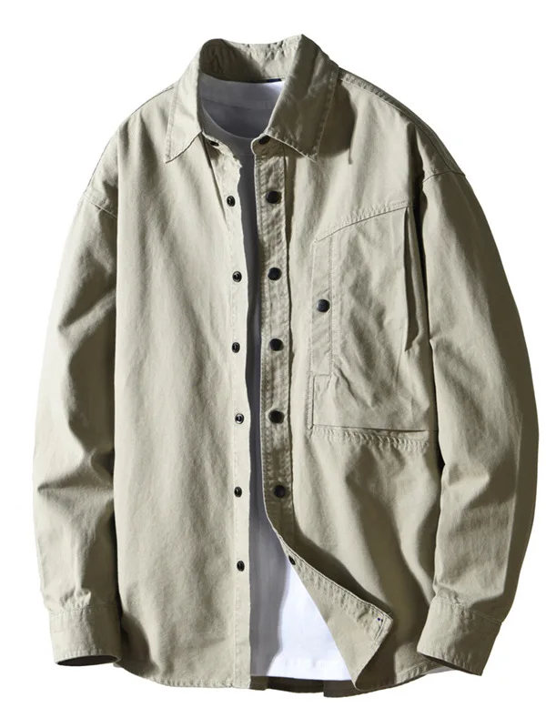 

American Sle Vintage Workwear Long Sve Men's irt Pure Cotton Loose Fit Trendy Outerwear Casual irt for Autumn