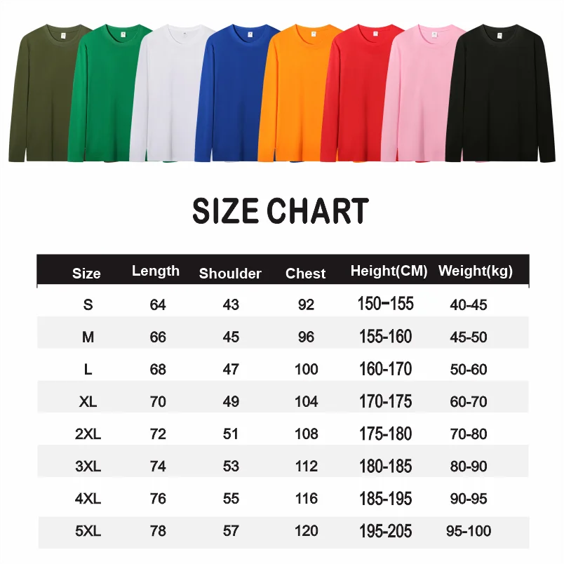 New Spring Festival Long Sleeved T-shirt LOGO Custom Embroidered Print Solid Color O-neck Basic Top Plus Size T-shirt image 2