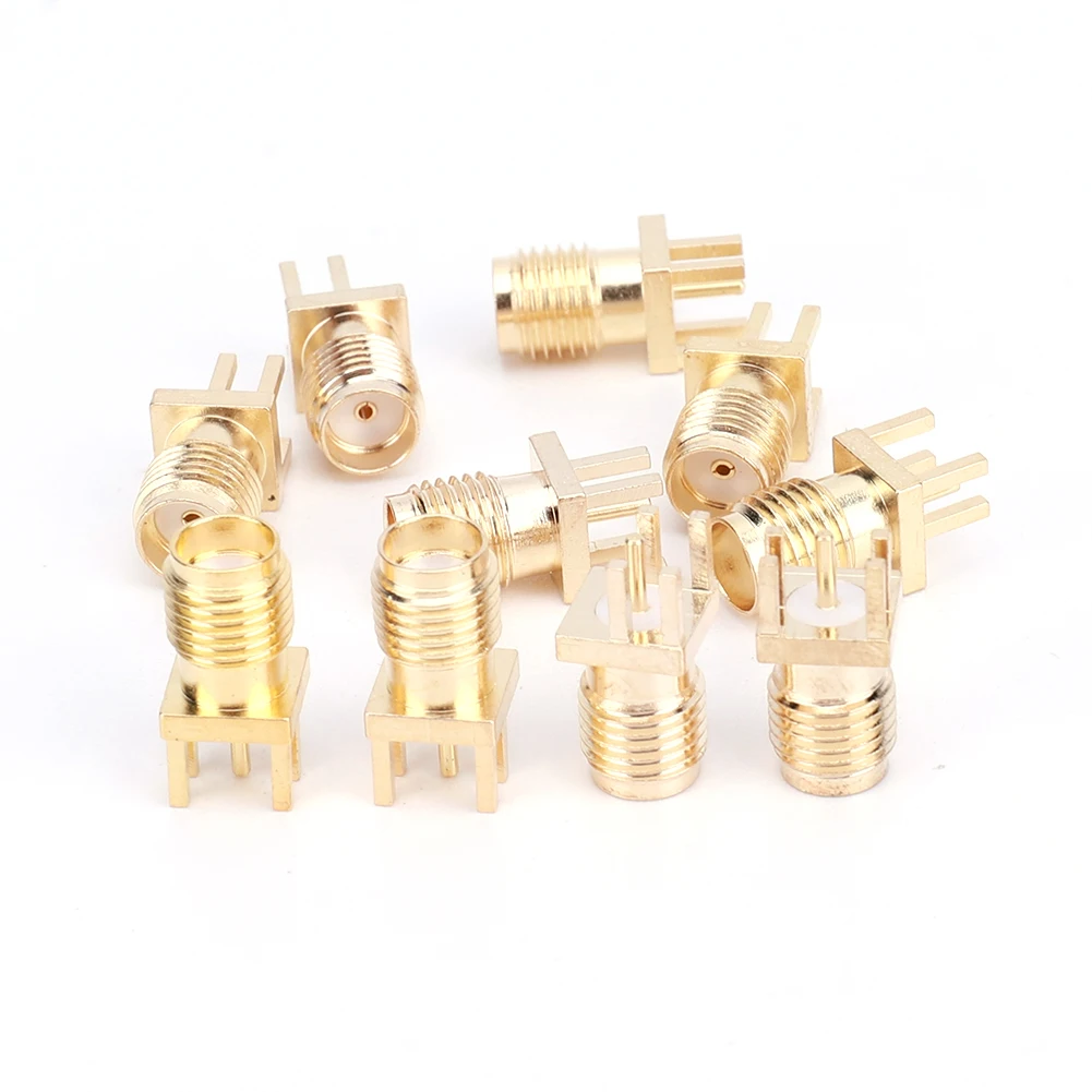 

10 Pcs SMA Female Jack Adapter with 4 Pins SMA Female Base Socket Jack Solder PCB Board Edge Mount Adapter