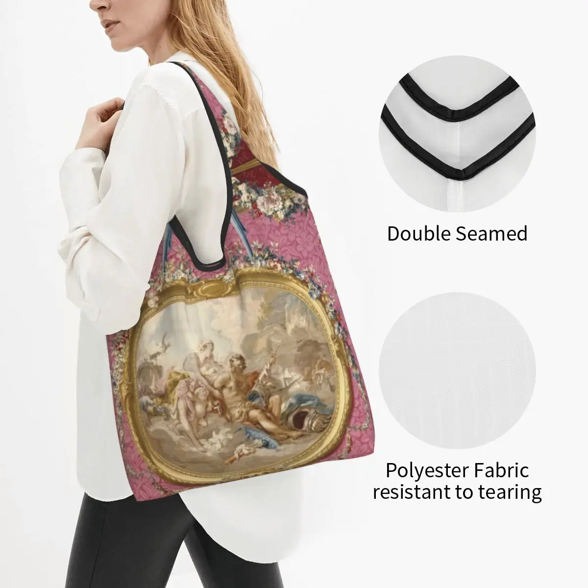 Venuss Aux Forges-Bolso de compras personalizado para mujer, bolsa portátil de gran capacidad, para comestibles, rococó, renacentista