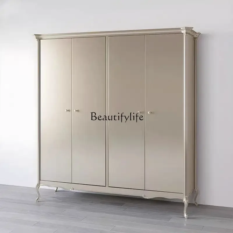 

01 yj19 American light luxury solid wood high-end wardrobe luxury master bedroom four-door wardrobe