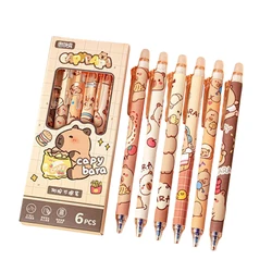 4/6Pcs Cute Capybara Erasable Pen Blue Ink Writing Smooth Quick-Drying Pens School Office Accessories Students Stationery Gift