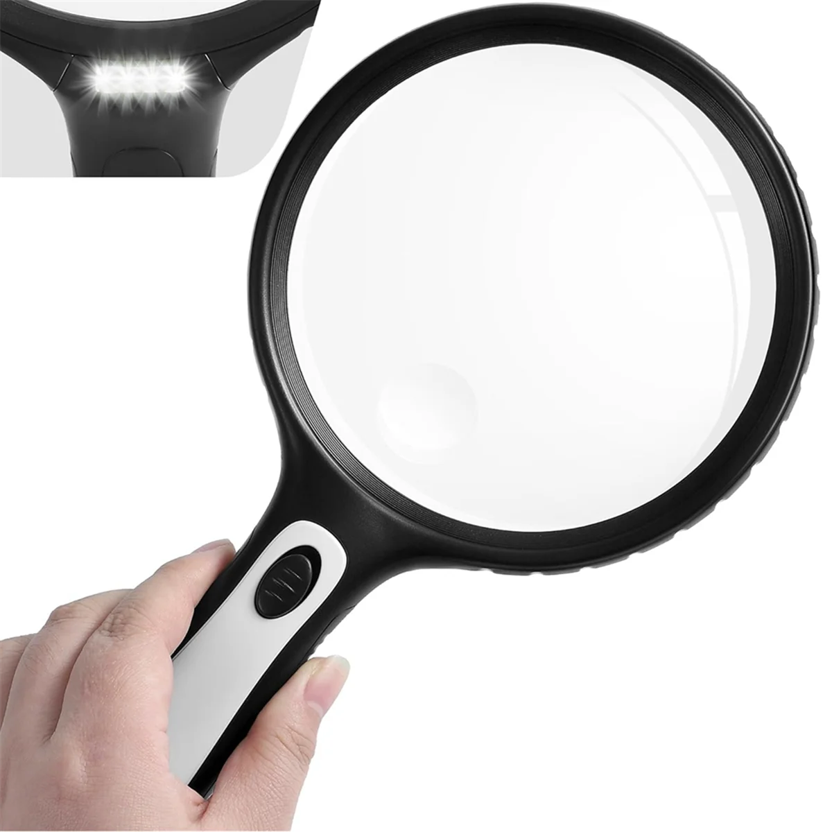 A99U Magnifying Glass with Light,10x 20x Handheld Magnifying Glass with 4 LED High Brightness Lights, for the Elderly to Read