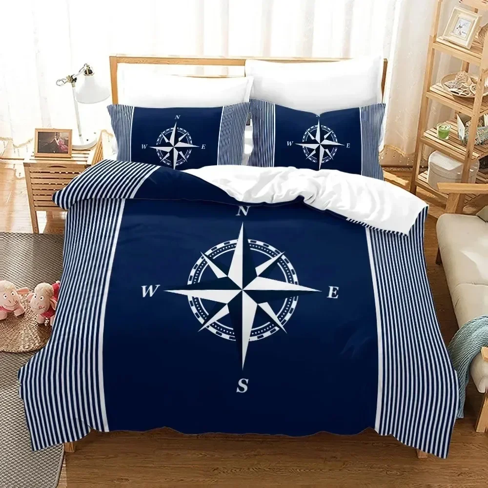 

Luxury New 3D Print Ship Anchor Duvet Cover Sets Sea Ocean Quilt Cover Pillowcases Twin Full Queen King Stripe Bedding Set