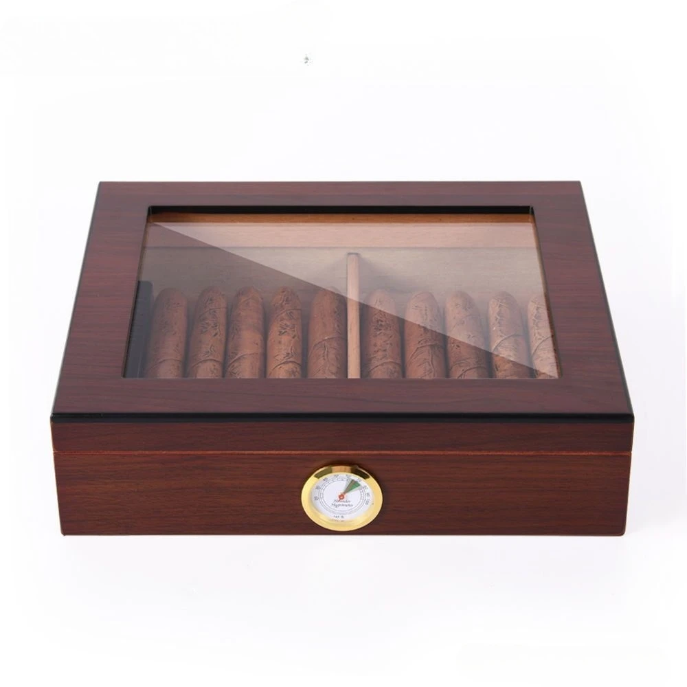 

High-End Cigar Box Humidor Portable Professional Constant Humidity Moisturizing Solid Wood Sealed Cedar Wood Cigar Box Large Capacity Black Cigar Box