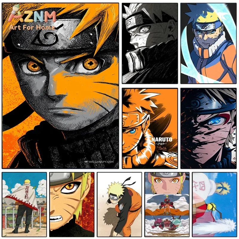 Ninja Anime Collage Canvas Wall Art Manga Character Poster For Bedroom Living Room Home Background Decoration Unframed