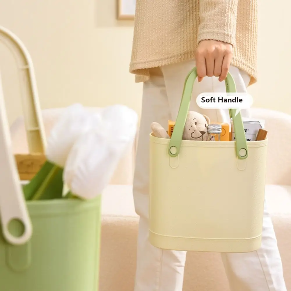

Candy Colored Handheld Storage Beach Bag Deepened Thickened Portable Storage Basket Large Capacity Soft Handle Women Handbag