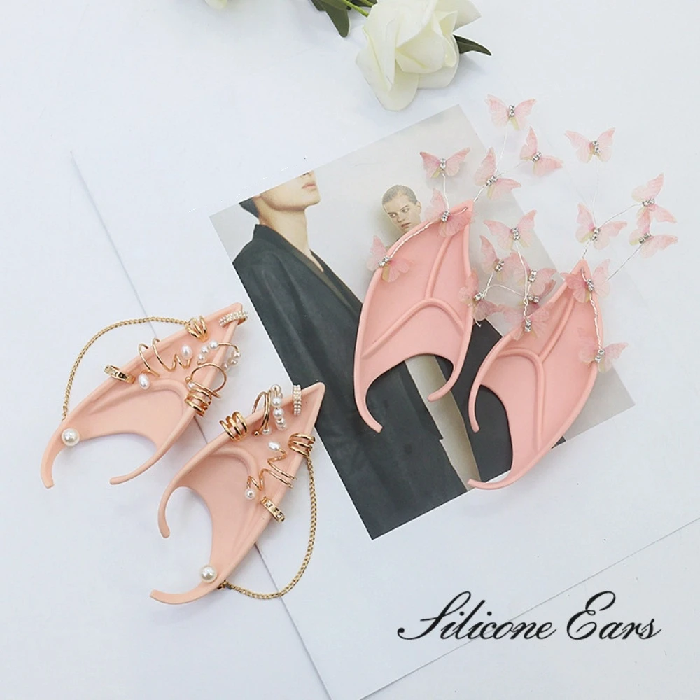 

Cosplay Halloween Elf Ears Pearl Alloy Forest Butterfly Halloween False Ears with Earring Dangle Cosplay Costume