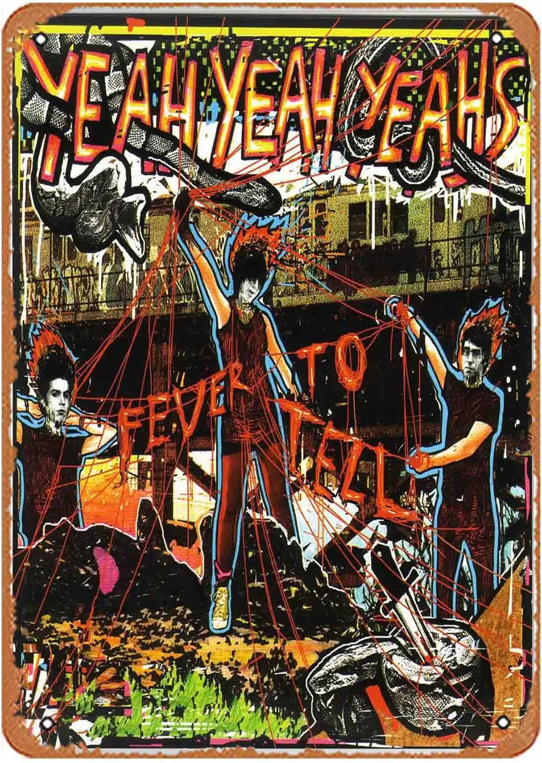 1p,Wall Decor Sign - Yeah Yeah Yeahs Fever To Tell Poster Metal Signage Vintage Wall Decor , Retro