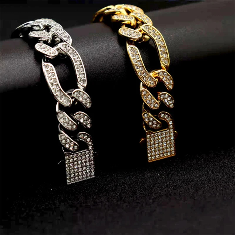 Hip Hop Bling Iced Out Stainless Steel 3:1 Figaro NK Cuban Link Chain Bracelets for Men Rock Jewelry Gold Silver Color Gift