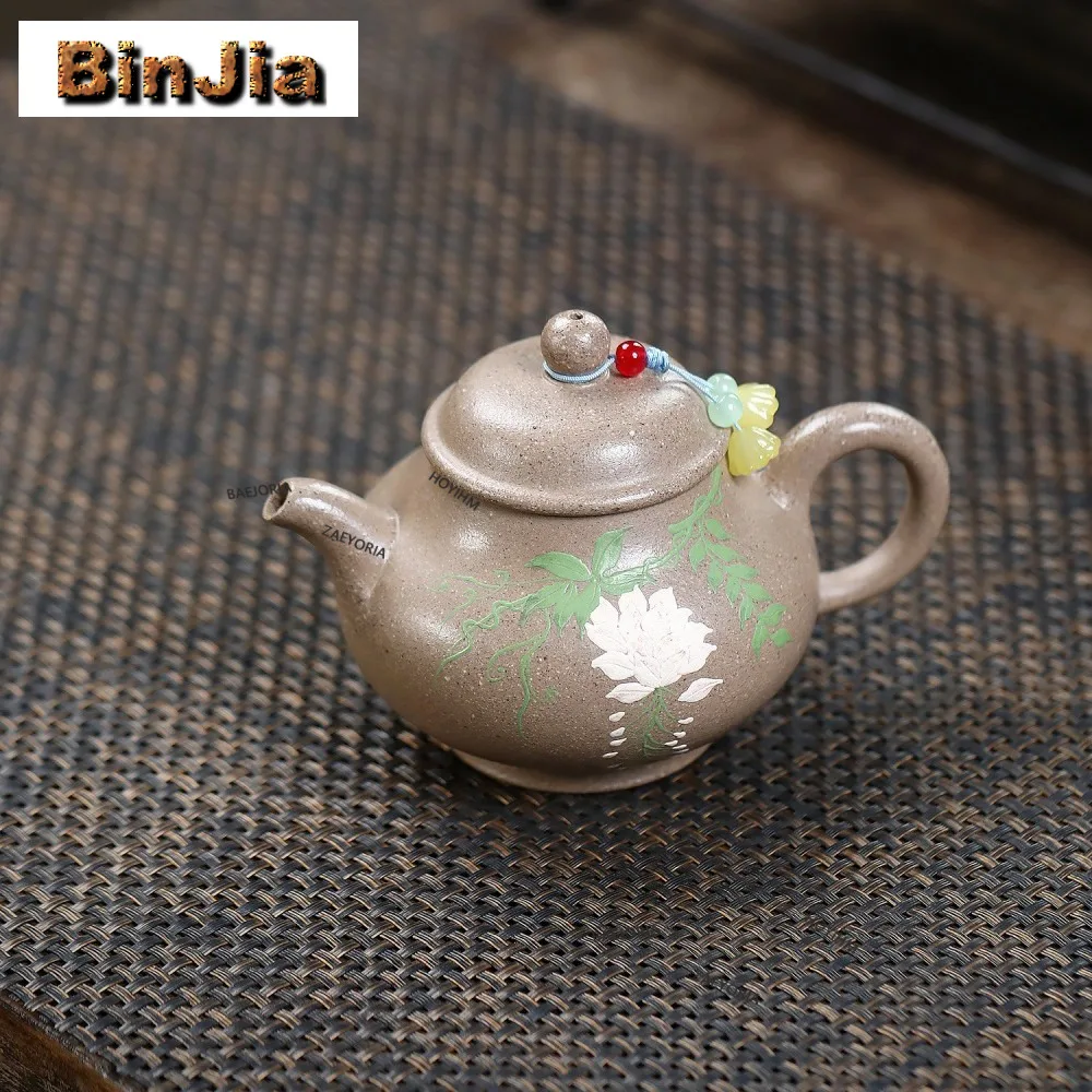 210ml Exquisite Yixing Purple Clay Teapots Handmade Lotus Shadow Pot Raw Ore White Section Mud Kettle Zisha Tea Set Ornaments