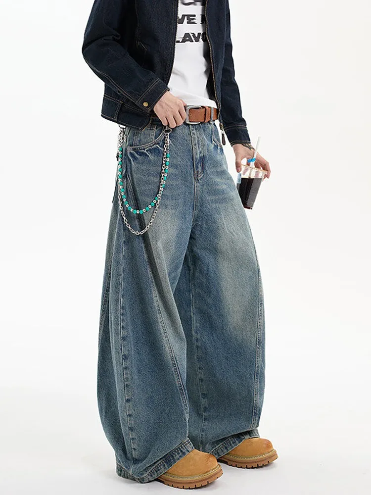 

Мужские джинсы с широкими штанинами Cleanfit, осень-зима, свободные длинные брюки прямого кроя, молодежные повседневные износостойкие брюки в американском стиле ретро